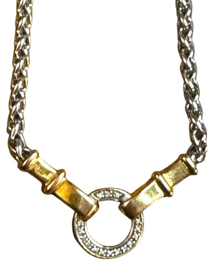 Beautiful 14k Gold Sterling 925 Diamond Statement Necklace Signed JTL Israel