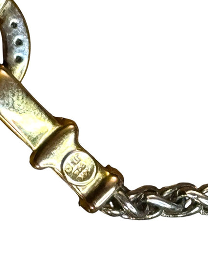 Beautiful 14k Gold Sterling 925 Diamond Statement Necklace Signed JTL Israel
