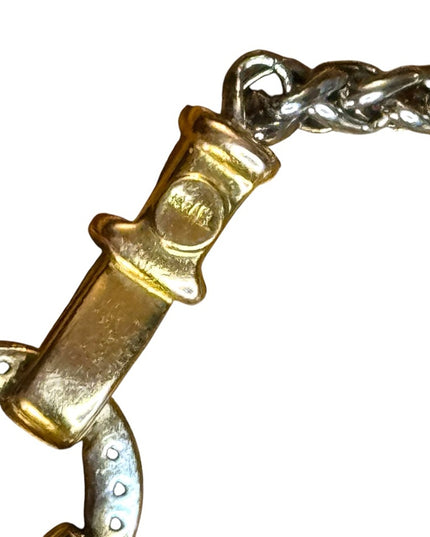 Beautiful 14k Gold Sterling 925 Diamond Statement Necklace Signed JTL Israel