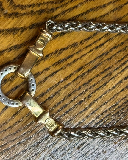 Beautiful 14k Gold Sterling 925 Diamond Statement Necklace Signed JTL Israel
