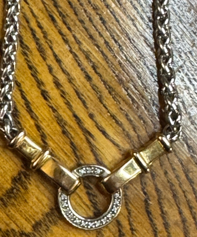 Beautiful 14k Gold Sterling 925 Diamond Statement Necklace Signed JTL Israel
