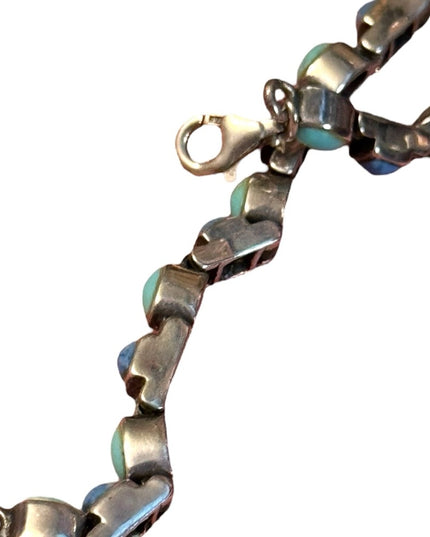 Vintage NF 925 Sterling Turquoise & Sodalite Southwestern style link bracelet