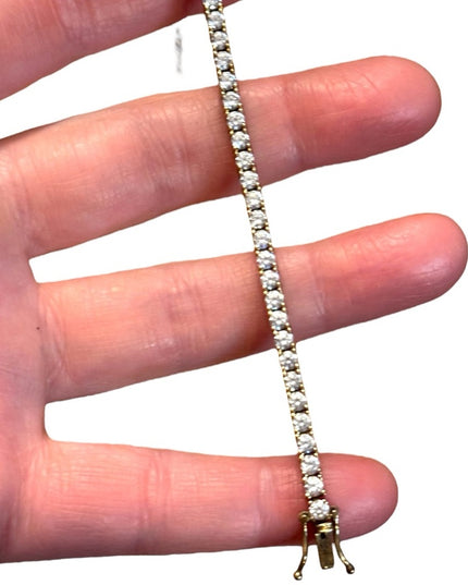 Sparkly Vintage CZ crystal gold plt sterling silver 925 Tennis Bracelet