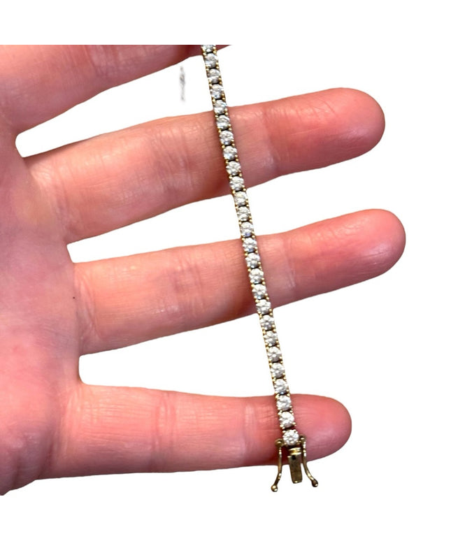 Sparkly Vintage CZ crystal gold plt sterling silver 925 Tennis Bracelet