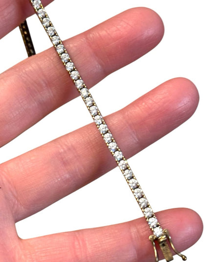 Sparkly Vintage CZ crystal gold plt sterling silver 925 Tennis Bracelet
