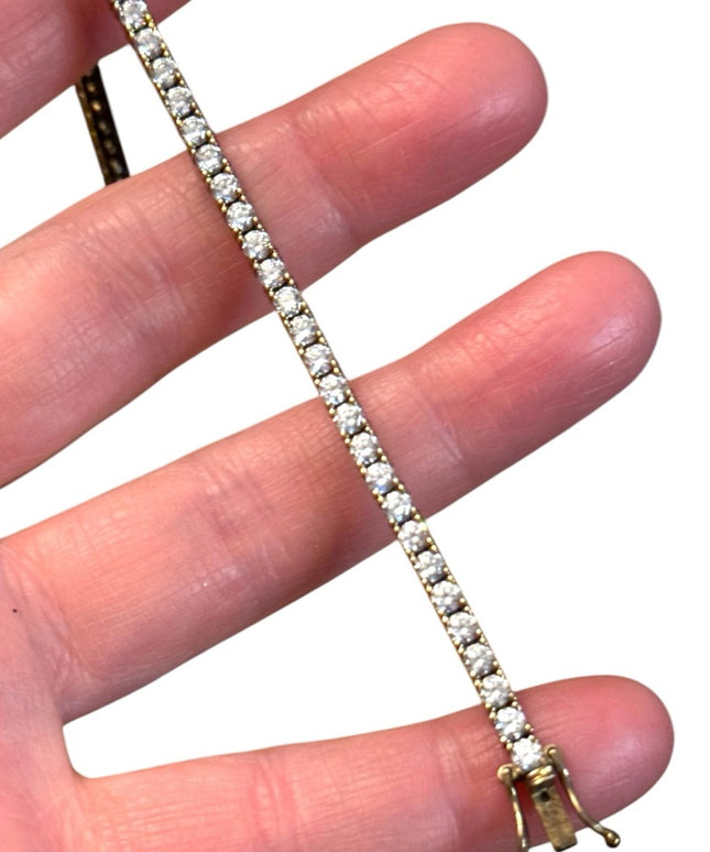 Sparkly Vintage CZ crystal gold plt sterling silver 925 Tennis Bracelet