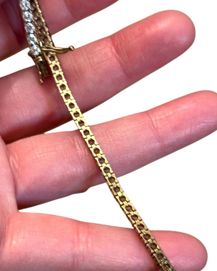 Sparkly Vintage CZ crystal gold plt sterling silver 925 Tennis Bracelet