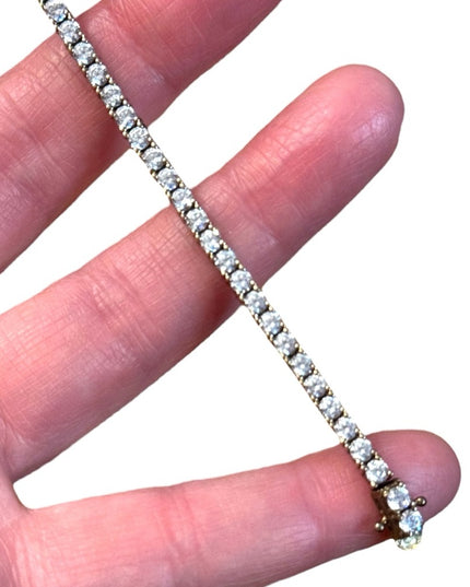 Sparkly Vintage CZ crystal gold plt sterling silver 925 Tennis Bracelet