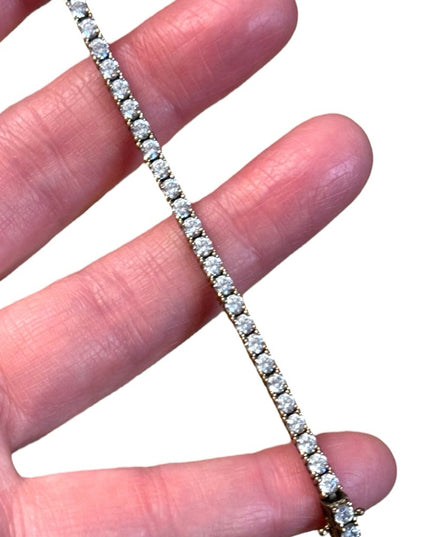 Sparkly Vintage CZ crystal gold plt sterling silver 925 Tennis Bracelet