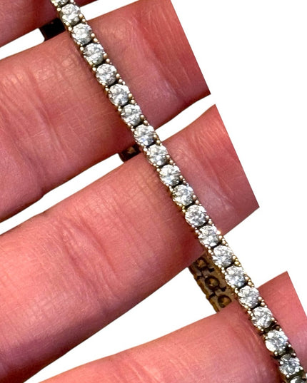 Sparkly Vintage CZ crystal gold plt sterling silver 925 Tennis Bracelet