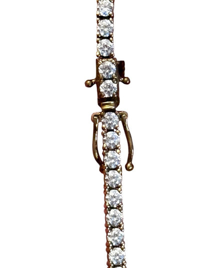 Sparkly Vintage CZ crystal gold plt sterling silver 925 Tennis Bracelet