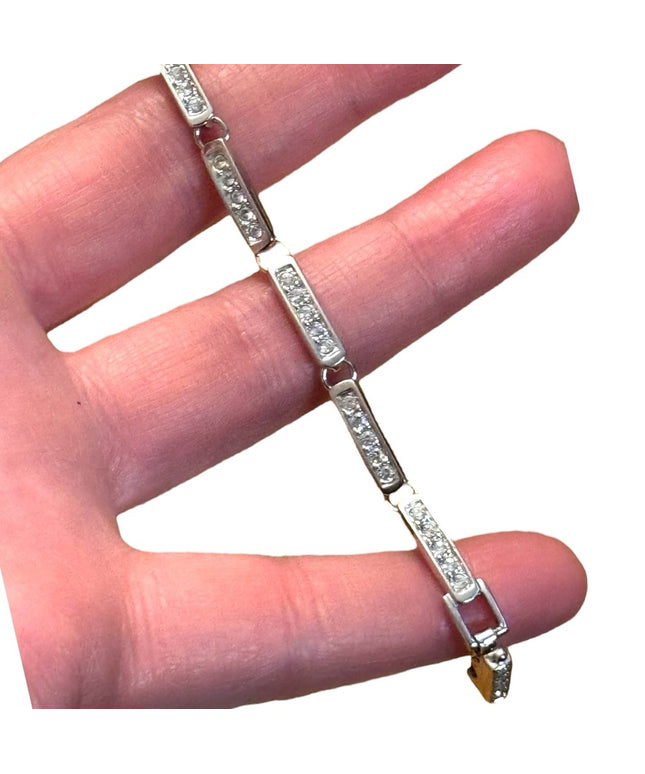 Elegant Swarovski Authentic Silver Rhodium plt Bracelet with Sparkling Crystals
