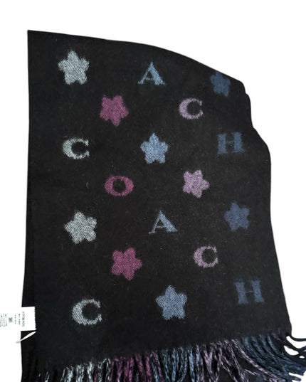 Coach Scarf NWOT- COACH Women's Stars Striped Print Muffler in Black Multi color