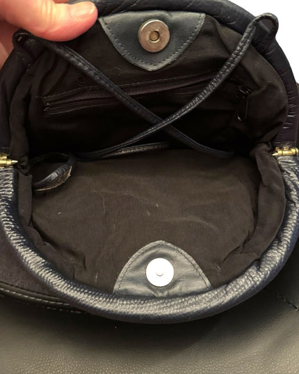 Chic Vintage Leather Textured Clutch - Dark Blue Nautical Shoulder bag clutch