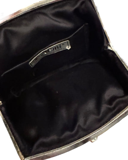 Vintage 1965 Mimi Micro Bead silver blue Metallic Beaded Pouch Evening Bag Purse