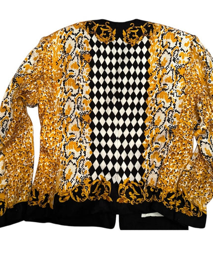 Elegant Adrianna Papell Leopard Print gold & black Silk tapered Jacket Blazer