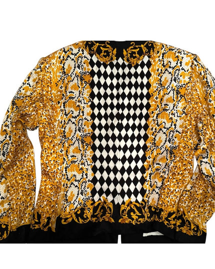 Elegant Adrianna Papell Leopard Print gold & black Silk tapered Jacket Blazer
