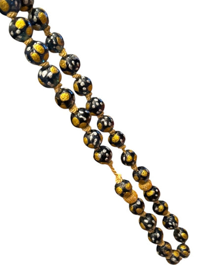 Gold metalic painted Dot Black Beaded Necklace Murano African Trader beads Glass