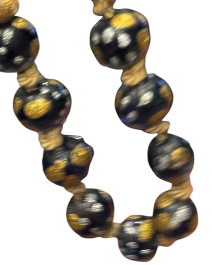 Gold metalic painted Dot Black Beaded Necklace Murano African Trader beads Glass