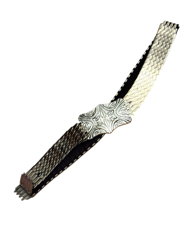 Vintage 1980s Fish Scale Belt Stretch Silver finish Metal Snakeskin scales