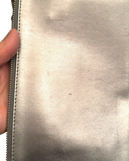 Danier Silver Metallic Leather Clutch with Chain