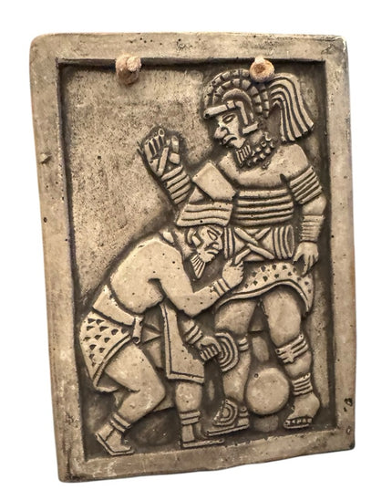 Vintage Stone Relief Plaque Caballero Aquilla Azteca Warrior  wall plaque Mexico