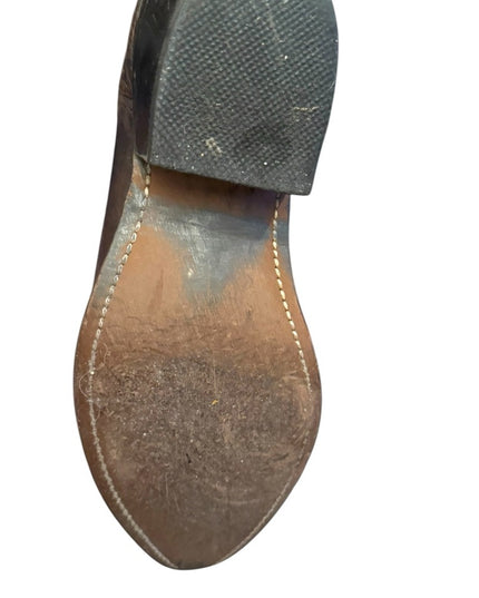 Men's Vintage Brown eagle etched brass elements Western Boots