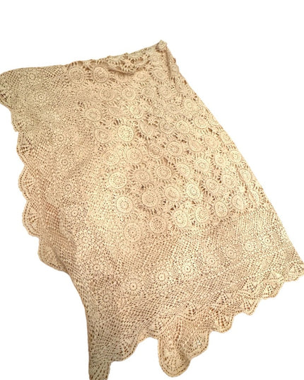Antique Lace Dinner Cloth heirloom early 1900s  Cream oblong linens tablecloth