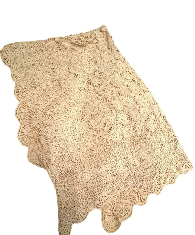 Antique Lace Dinner Cloth heirloom early 1900s  Cream oblong linens tablecloth