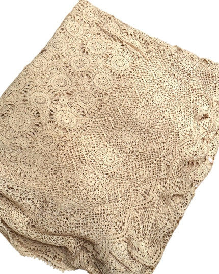 Antique Lace Dinner Cloth heirloom early 1900s  Cream oblong linens tablecloth