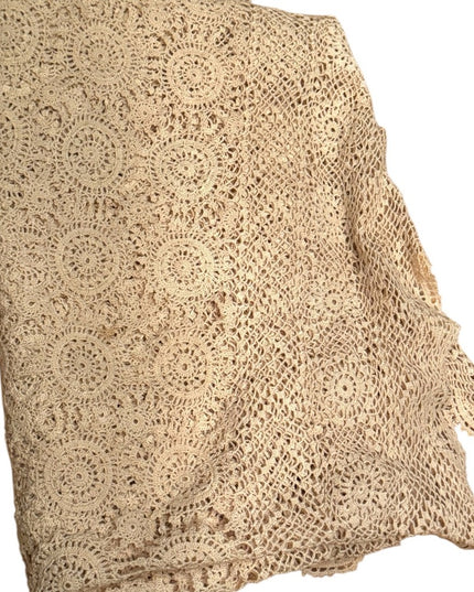 Antique Lace Dinner Cloth heirloom early 1900s  Cream oblong linens tablecloth