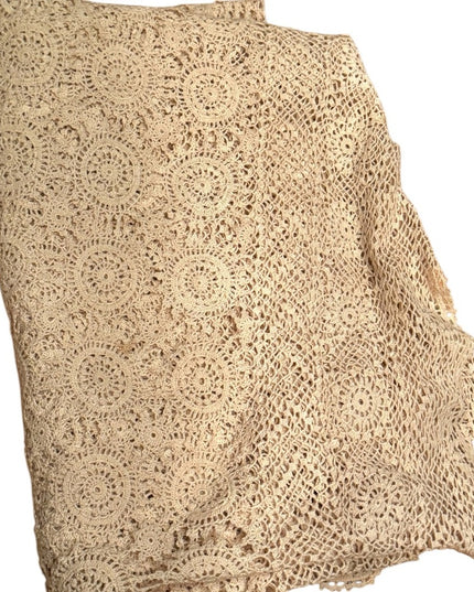 Antique Lace Dinner Cloth heirloom early 1900s  Cream oblong linens tablecloth
