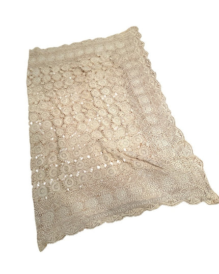 Antique Lace Dinner Cloth heirloom early 1900s  Cream oblong linens tablecloth
