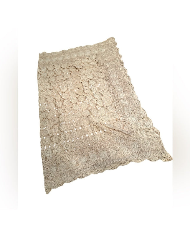 Antique Lace Dinner Cloth heirloom early 1900s  Cream oblong linens tablecloth