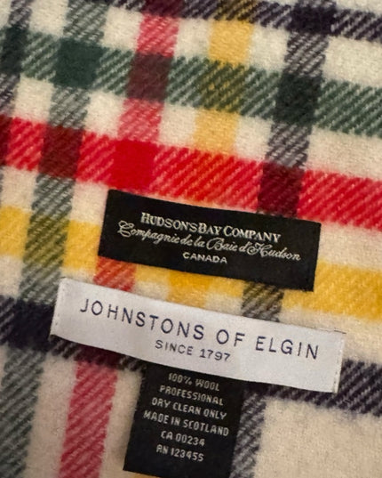 Sold Out! HBC x Johnstons of Elgin Multistripe Tartan Scarf Scottish Bay colors