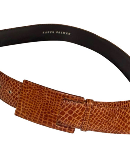 Karne Palmer Brown Leather snake reptile Crock Design Belt Vintage