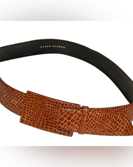 Karne Palmer Brown Leather snake reptile Crock Design Belt Vintage