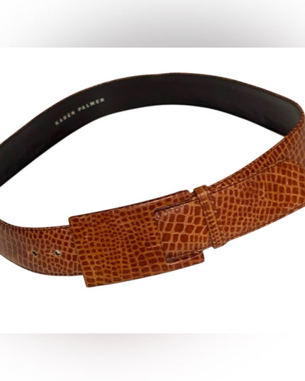 Karne Palmer Brown Leather snake reptile Crock Design Belt Vintage