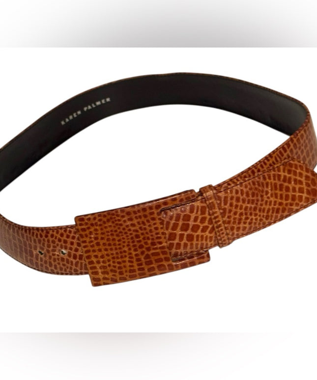 Karne Palmer Brown Leather snake reptile Crock Design Belt Vintage