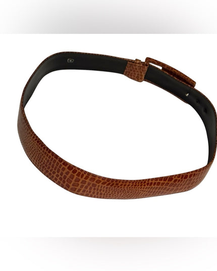 Karne Palmer Brown Leather snake reptile Crock Design Belt Vintage