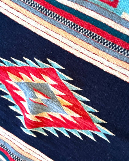 Vintage 1950s Southwestern Navajo Patterned Table Runner Carpet Handmade Woven