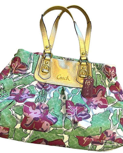 NWOT Gold metalic Flower Floral  COACH Bag F16259