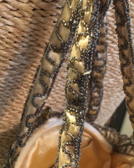 - Antique Beaded flower wristlet 1920s Hudsons Bay silk fancy wedding prom