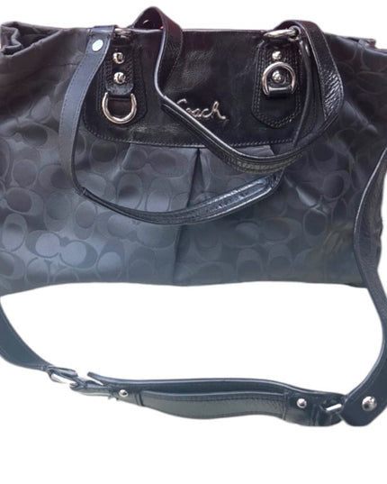 F15510 Lg Coach shoulder hobo black bag