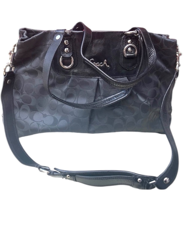 F15510 Lg Coach shoulder hobo black bag