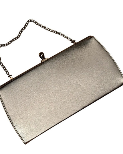 Elegant Vintage John Hart Silver  Metallic Clutch wristlet 1950s