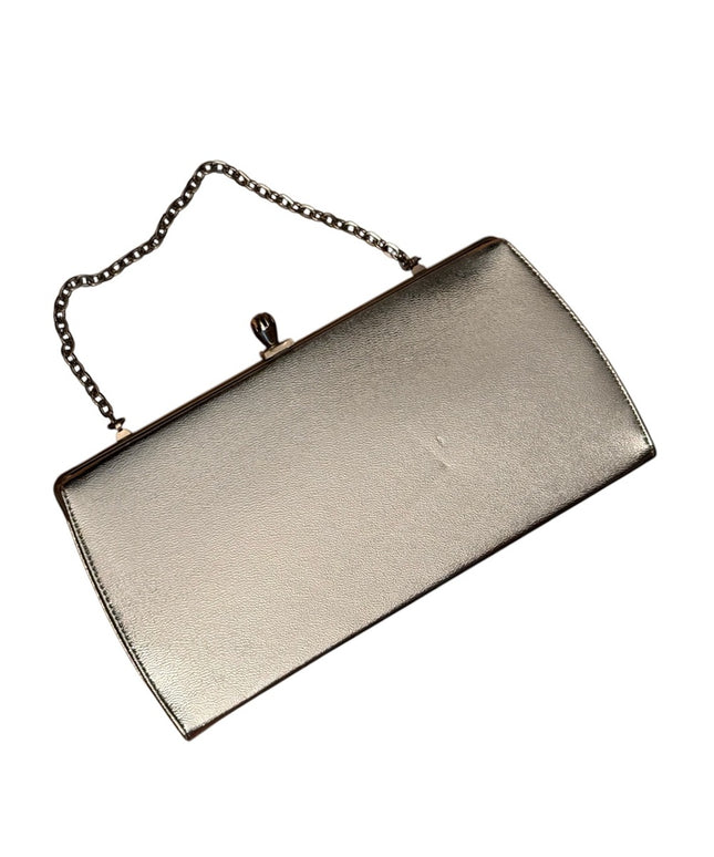Elegant Vintage John Hart Silver  Metallic Clutch wristlet 1950s