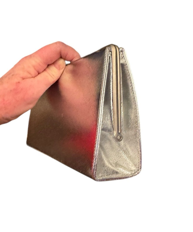 Elegant Vintage John Hart Silver  Metallic Clutch wristlet 1950s