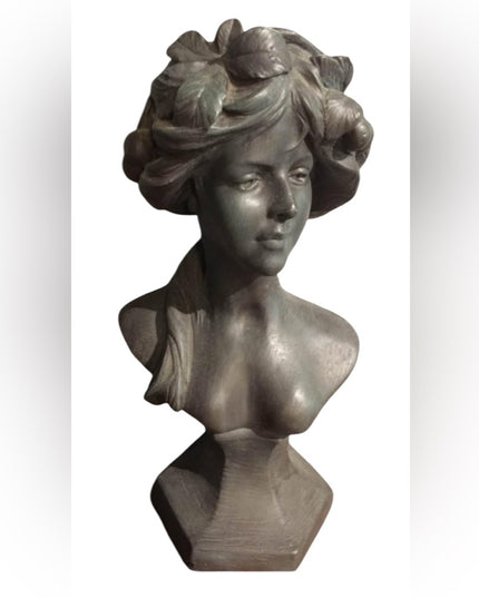 Elegant Art Deco Nouveau Large Vintage Plaster Bust Sculpture statue