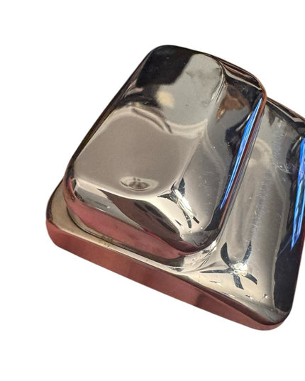 Antique early plastic Art Deco Blue velvet Bari Bros  Jewelry ring Box Chrome